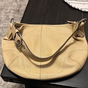 Coach Beige Leather Hobo Bag